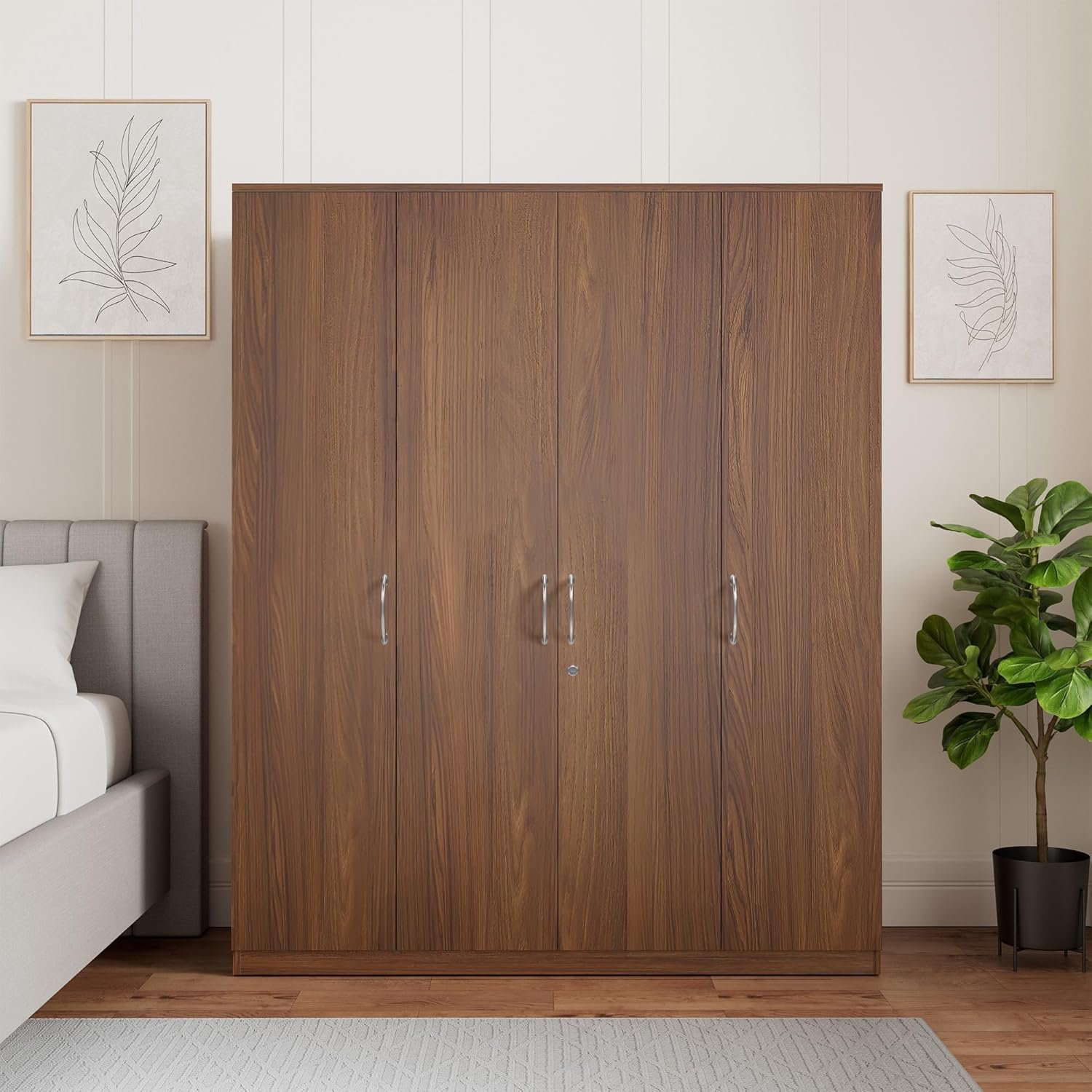 Solimo Medusa Engineered Wood 4 Door Wardrobe